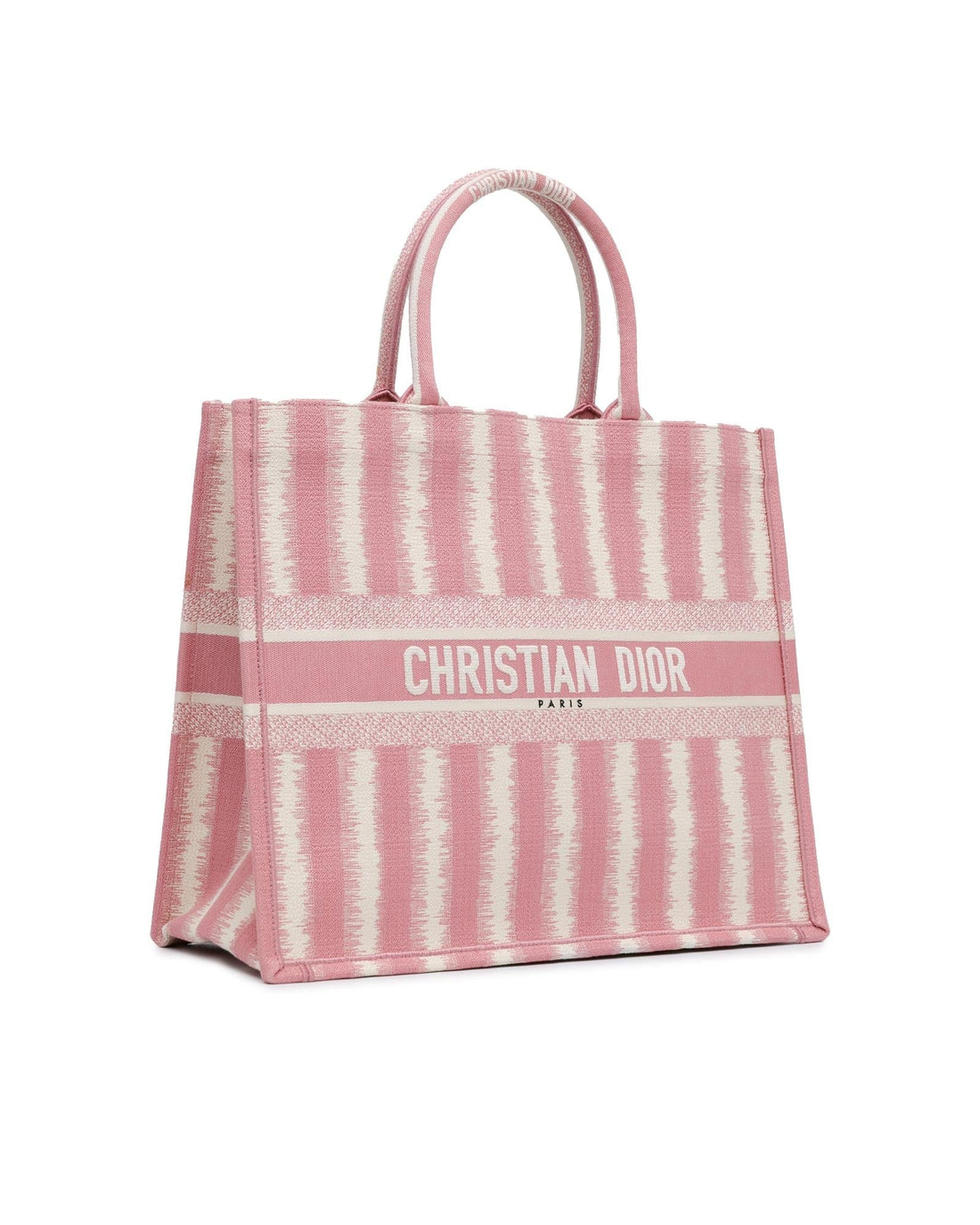 Dior Book Tote Bag Pink Striped Canvas