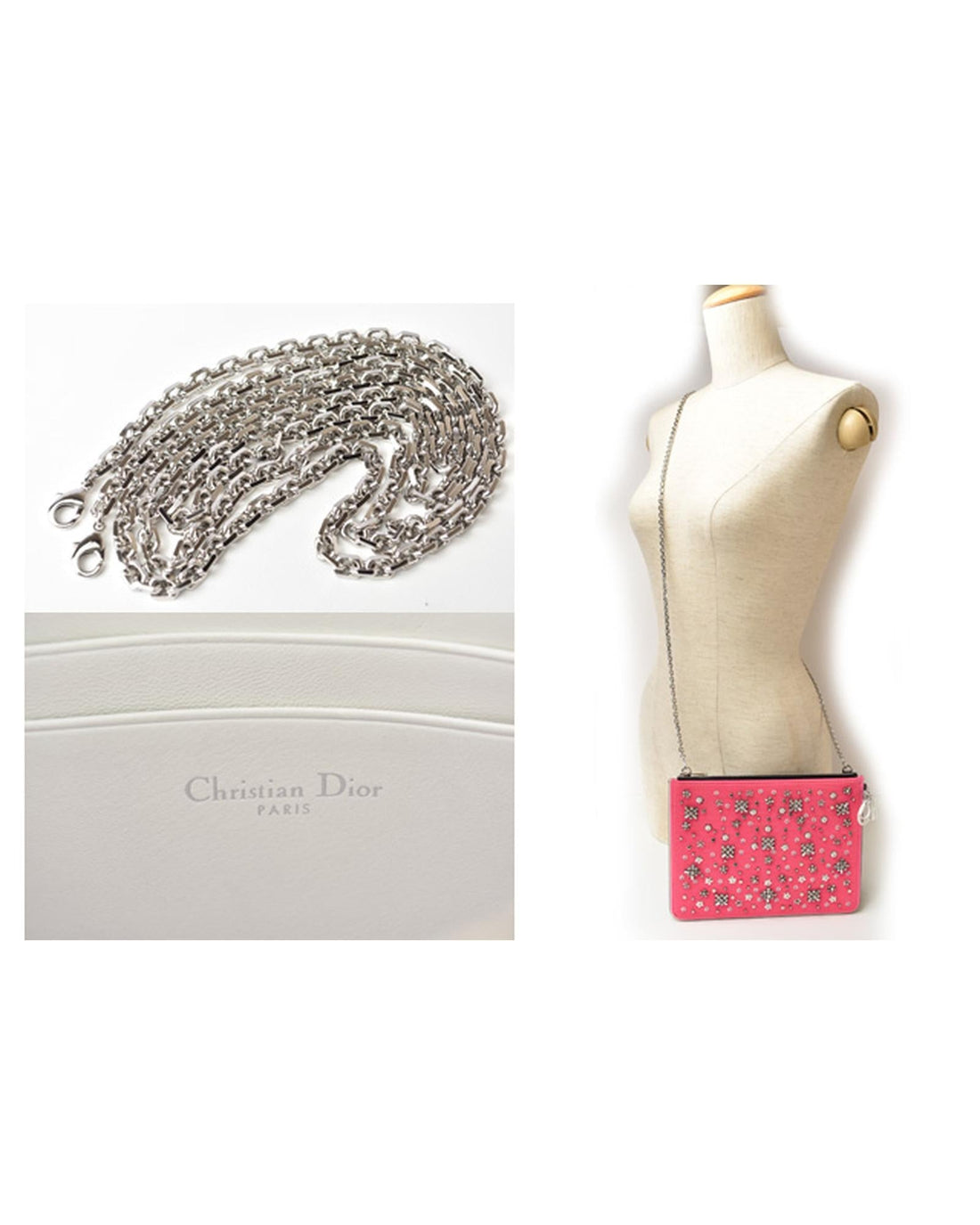 Canvas Chain Shoulder Bag/Clutch/Pouch in Pink/Black by Dior