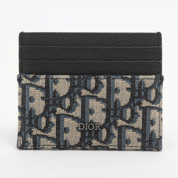 Dior Oblique Canvas  Leather Card Box Black × Navy Navi