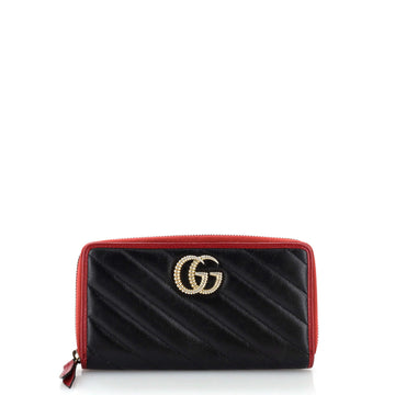 GG Marmont Zip Around Wallet Diagonal Quilted Leather