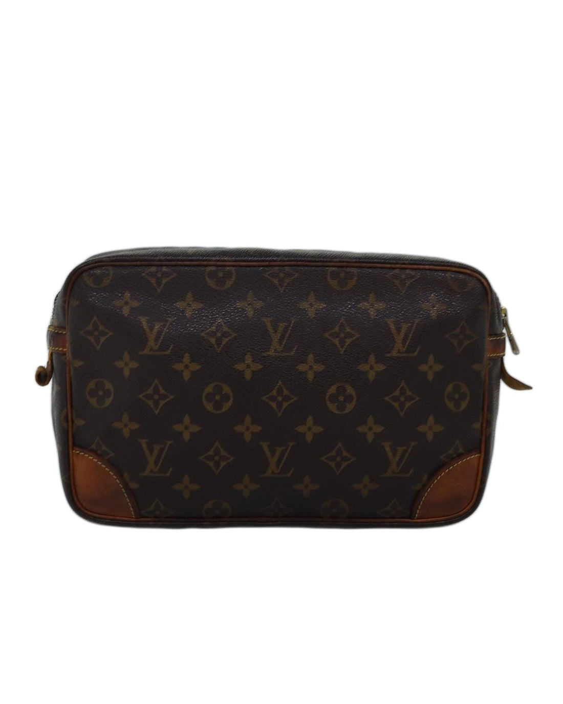 LOUIS VUITTON Pochette Voyage Monogram Canvas Clutch Brown