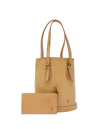 LOUIS VUITTON Natural Leather Bucket Bag with Matching Wallet