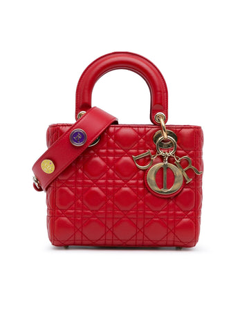 Dior Lady Dior Red Lambskin Leather Handbag
