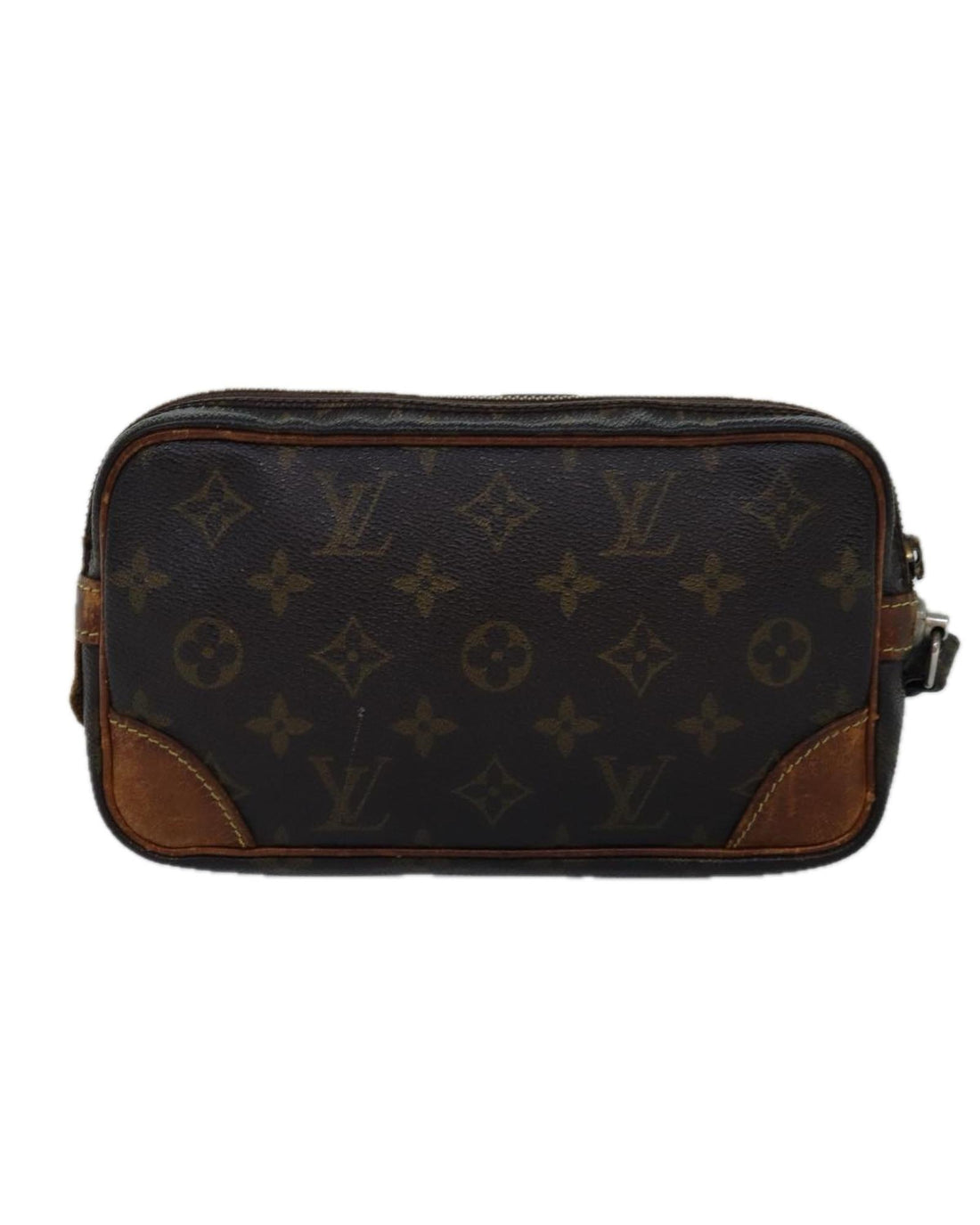 LOUIS VUITTON Pochette Voyage Monogram Canvas Clutch Bag Brown