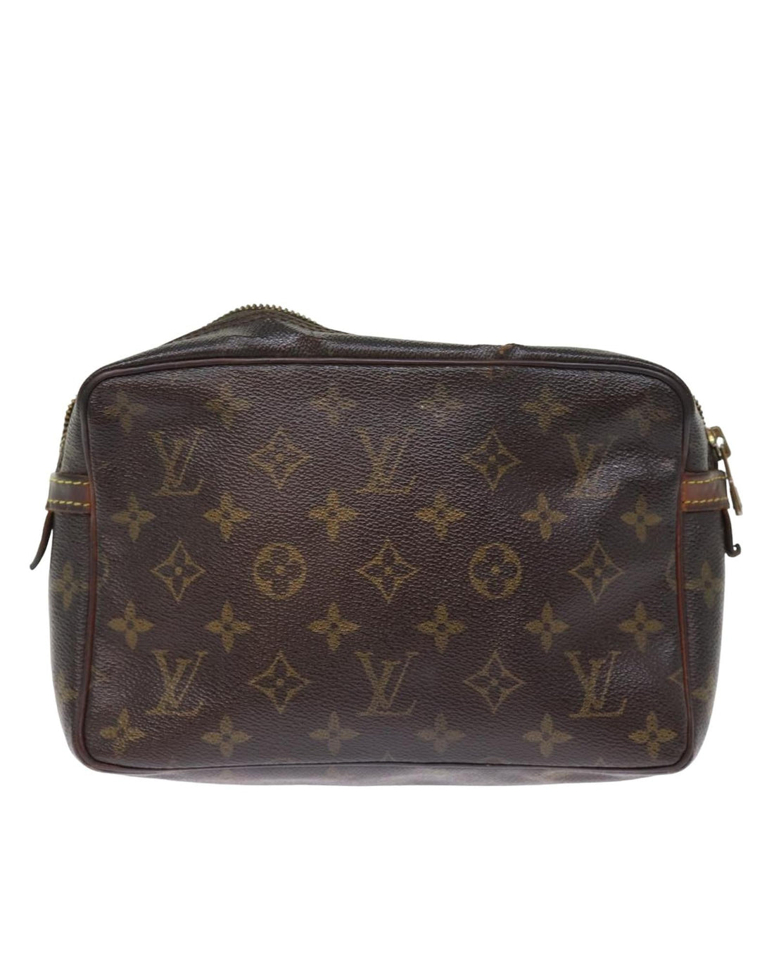 LOUIS VUITTON Pochette Voyage Clutch Bag Brown Monogram Canvas Leather