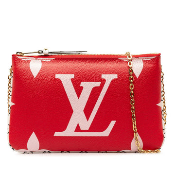 Louis Vuitton Monogram Giant Pochette Double  Twisted Chain Shoulder Bag Pochette M67561 Rouge Red Pink PVC  Louis Vuitton