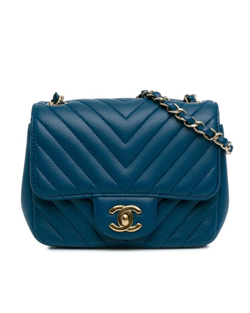 Mini Chevron Quilted Lambskin Leather Flap Bag