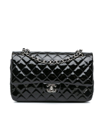 Chanel Classic Double Flap Black Patent Leather Shoulder Bag