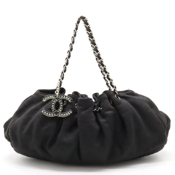 CHANEL Chanel Cocomark Melrose Carpet Mattress Chain Shoulder Bag Cotton Jacket Black Black Silver  A37056