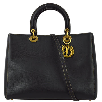 Christian Dior 2002 Black Calfskin Large Lady Dior Bag