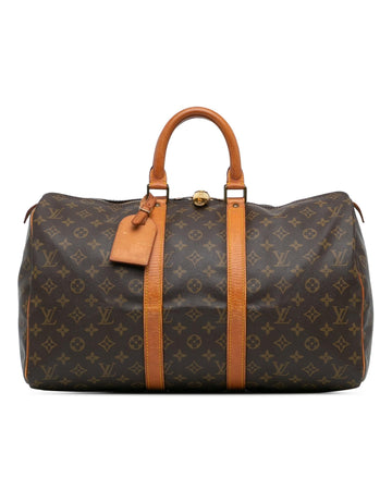 Monogram Canvas Keepall with Vachetta Leather Trim and Top Zip Closure