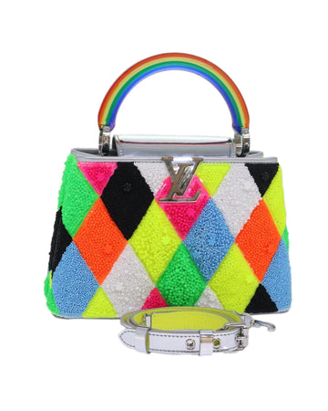 Unique Edition Harlequin Resin Artycapucines BB Hand Bag with Bead Detailing
