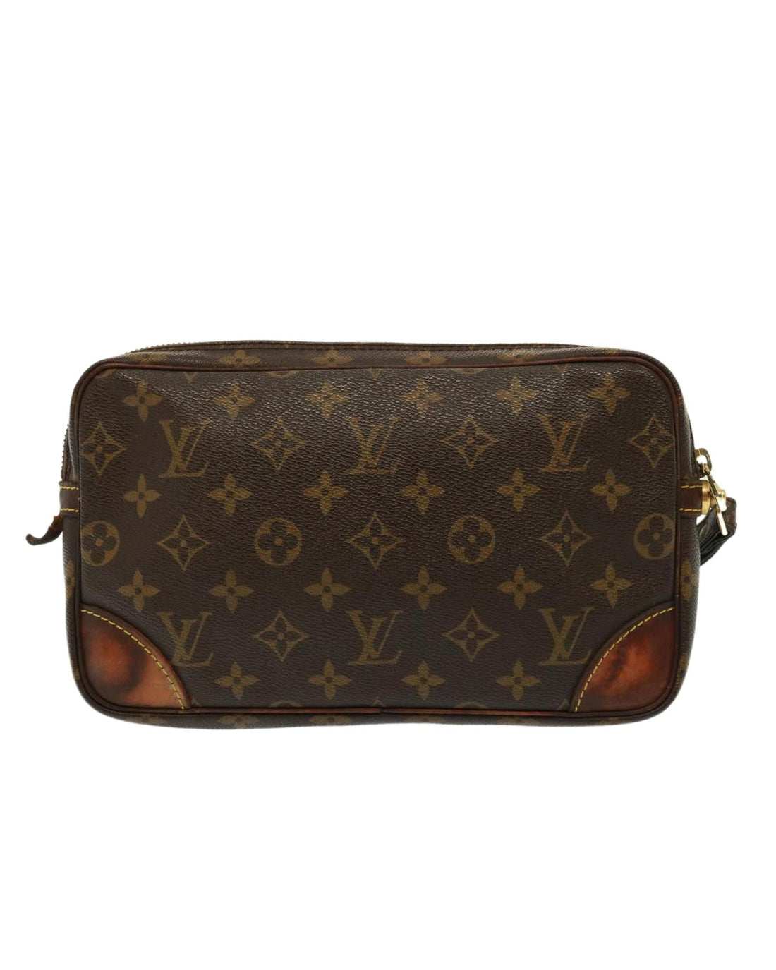 Monogram Canvas Clutch Bag with Zip Closure
