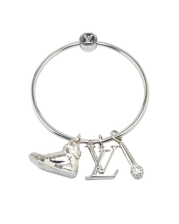 Silver Plated Key Ring with Rhinestone Charms