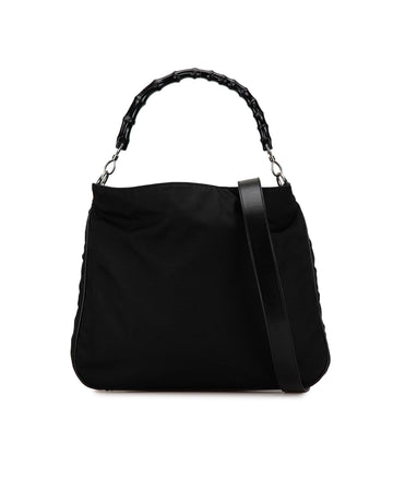 Gucci Bamboo Daily Black Nylon Shoulder Bag