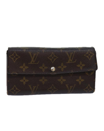 Monogram Canvas Long Wallet with Button Clasp