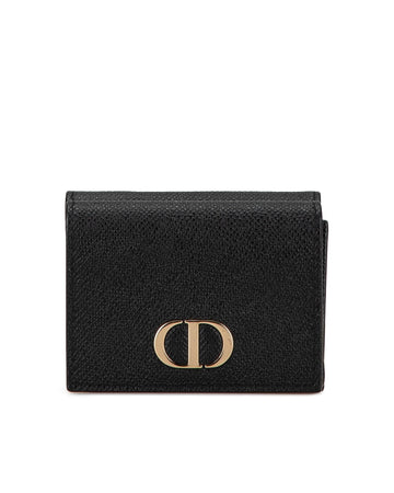 Leather Compact Wallet with Flap and Snap Closure