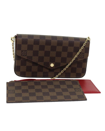 Damier Ebene Canvas Pochette Felice Shoulder Bag with Dust Bag and Item Box