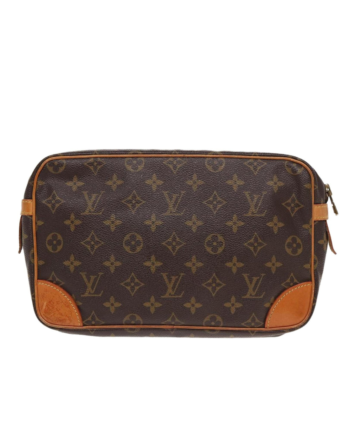 Monogram Canvas Clutch Bag with Zipper Closure