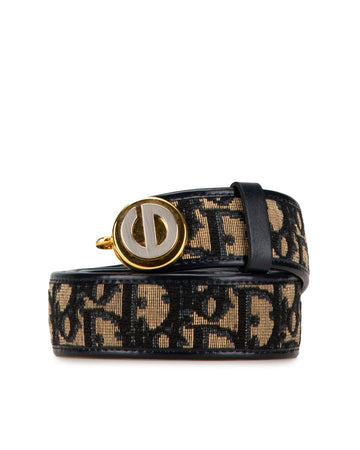 Canvas Belt with Leather Trim and Peg-Hole Closure