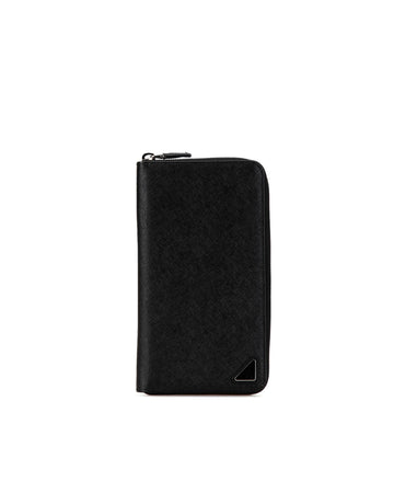 Saffiano Leather Zip-Around Wallet with Interior Compartments