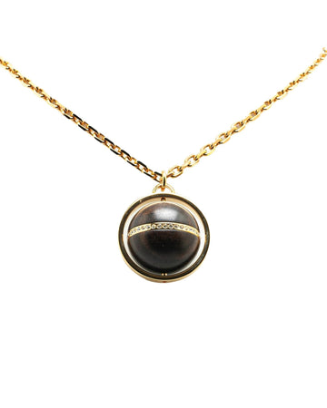 Gold Plated Crystal Wood Ball Pendant Necklace