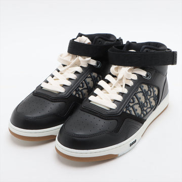 Dior Oblique Canvas x Leather High-Cut Sneaker 40 1/2 Men Black B27 E