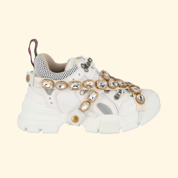 Gucci Flashtrek Chunky Leather Sneakers, White, Brand New