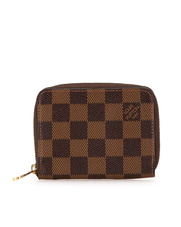 Damier Canvas Zip-Around Coin Purse with Interior Slip Pockets