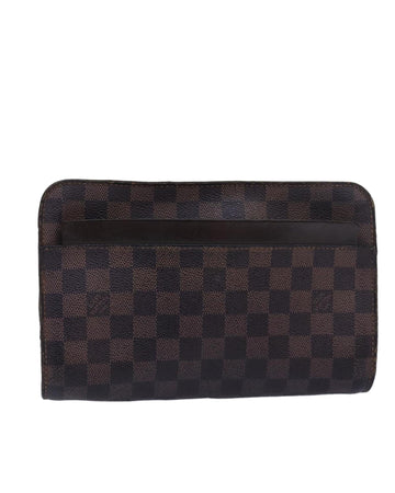 Damier Ebene Canvas Clutch Bag with Classic Pattern