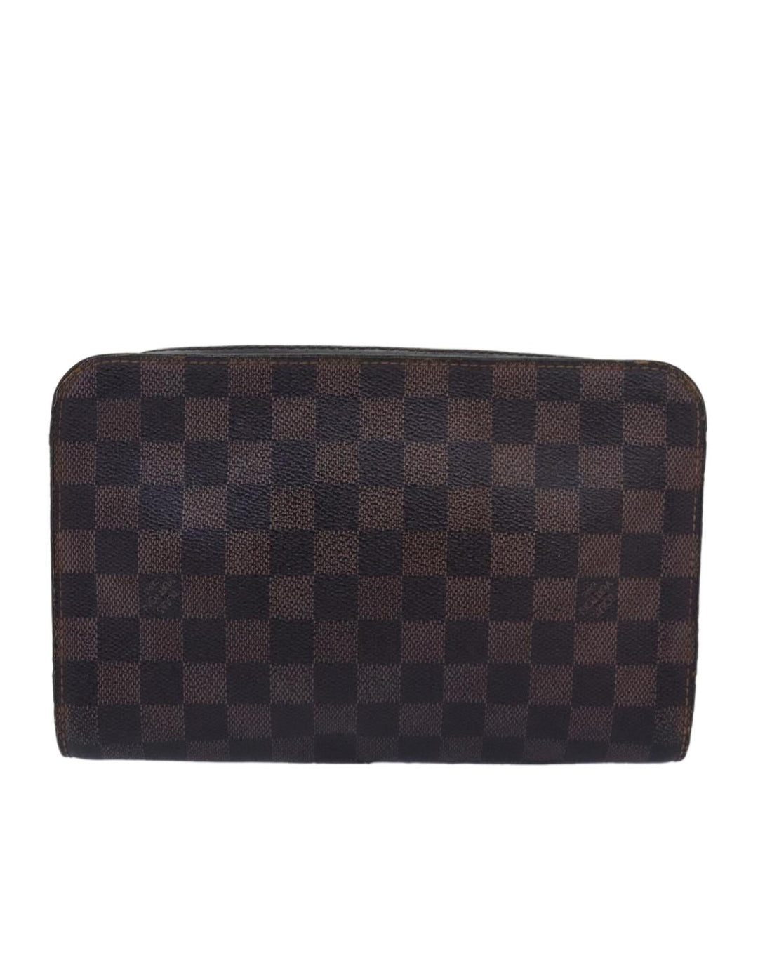 Damier Ebene Canvas Clutch Bag with Classic Pattern