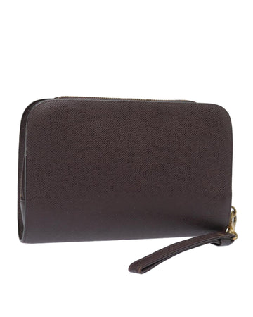 Taiga Leather Clutch Bag with Multiple Pockets