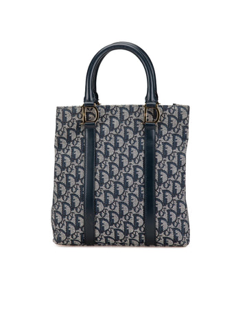 Oblique Trotter Canvas Tote Bag with Leather Handles