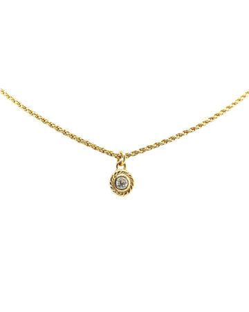 Gold Plated Rhinestone Pendant Necklace with Spring Ring Closure