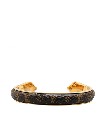 Monogram Canvas Cuff Bracelet with Gold Plated Hardware