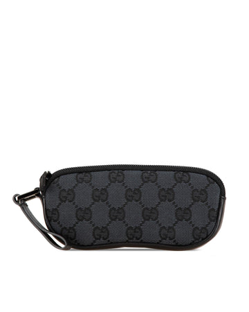 Canvas Eyeglass Pouch with Leather Trim and Wrist Strap