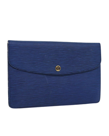 Epi Leather Clutch Bag with Metal Accents