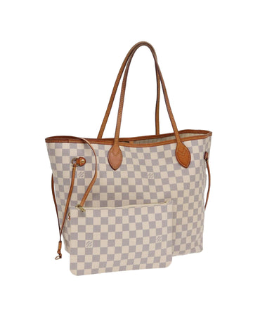 Damier Azur Canvas Neverfull Tote Bag with Pouch