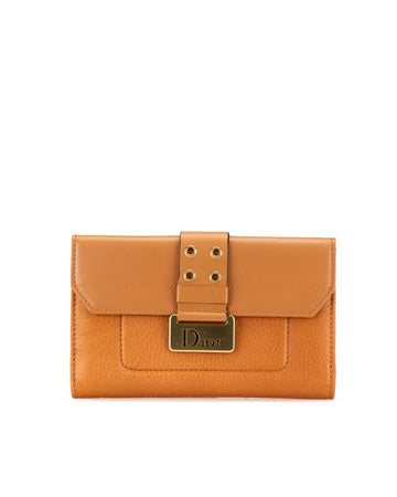 Leather Chic Wallet with Gold-Tone Hardware and Card Slots