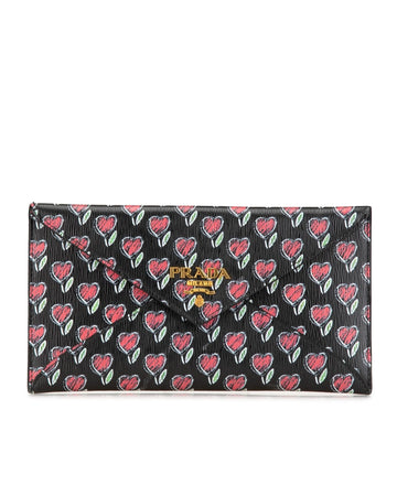 Love Envelope Wallet with Printed Leather and Multiple Pockets