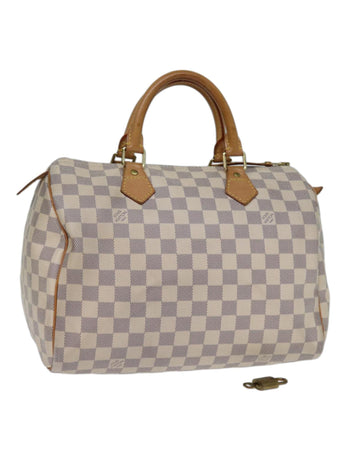 Damier Azur Canvas Speedy 30 Hand Bag with Dust Bag and Padlock