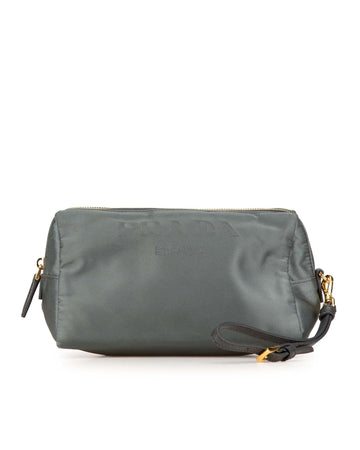 Tessuto Logo Cosmetic Pouch with Detachable Leather Wrist Strap