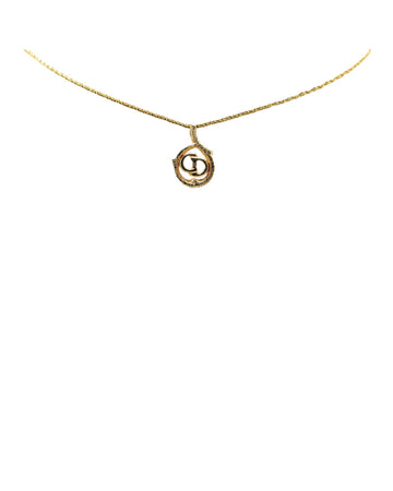 Gold Plated CD Logo Pendant Necklace with Spring Ring Closure