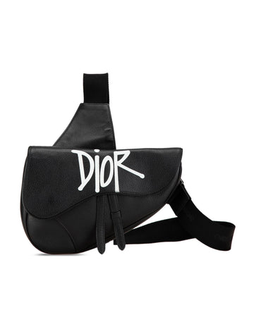 Grained Calfskin Saddle Bag with Adjustable Strap