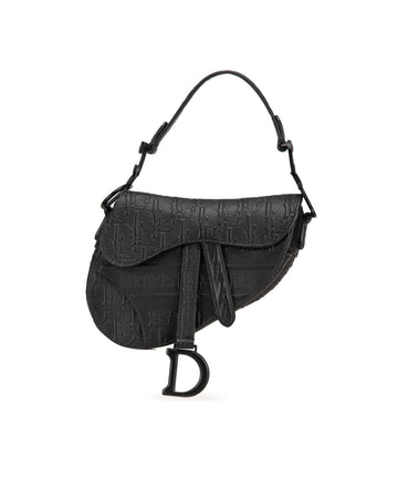 Mini Embossed Leather Saddle Bag with Magnetic Snap Closure