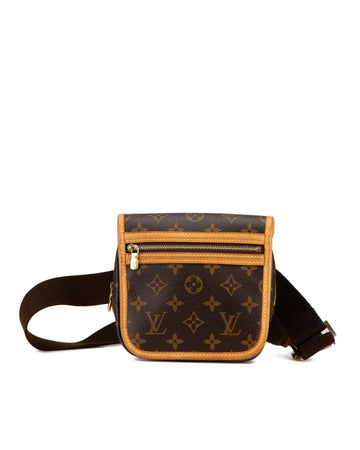 Monogram Canvas Belt Bag with Leather Trim and Adjustable Waist Strap