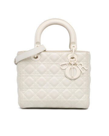 Quilted Calfskin Leather Shoulder Bag with Detachable Strap