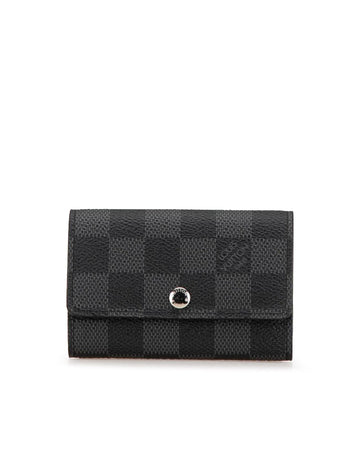 Damier Canvas Key Holder with Snap Button Closure and Metal Key Holders