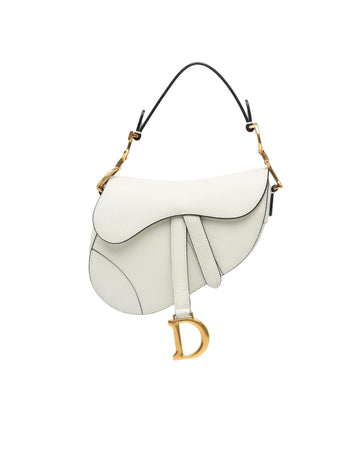 Mini Grained Calfskin Saddle Bag with Detachable Strap