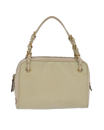 Nylon Hand Bag with Gold Accents